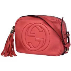 Gucci Soho Shoulder Bag Tassel Fringe Leather Red